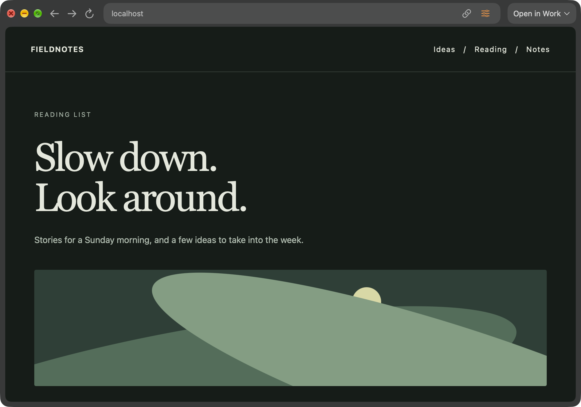 A real Little Vane window in dark mode showing the Reading list page.